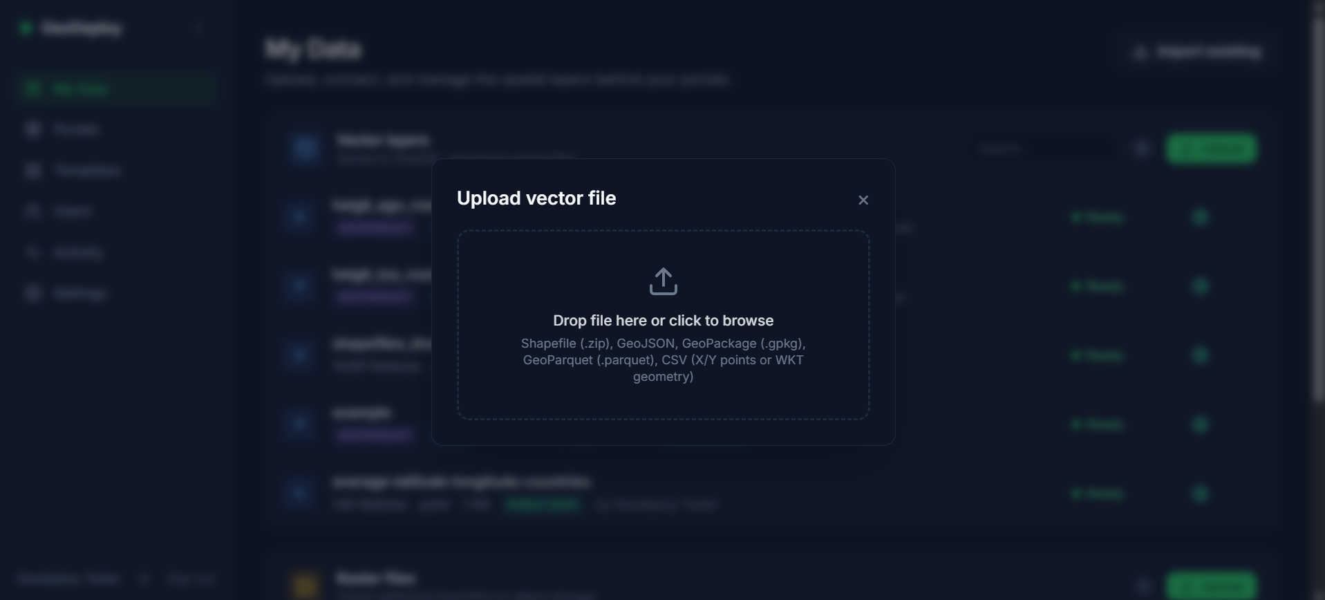 Uploading data